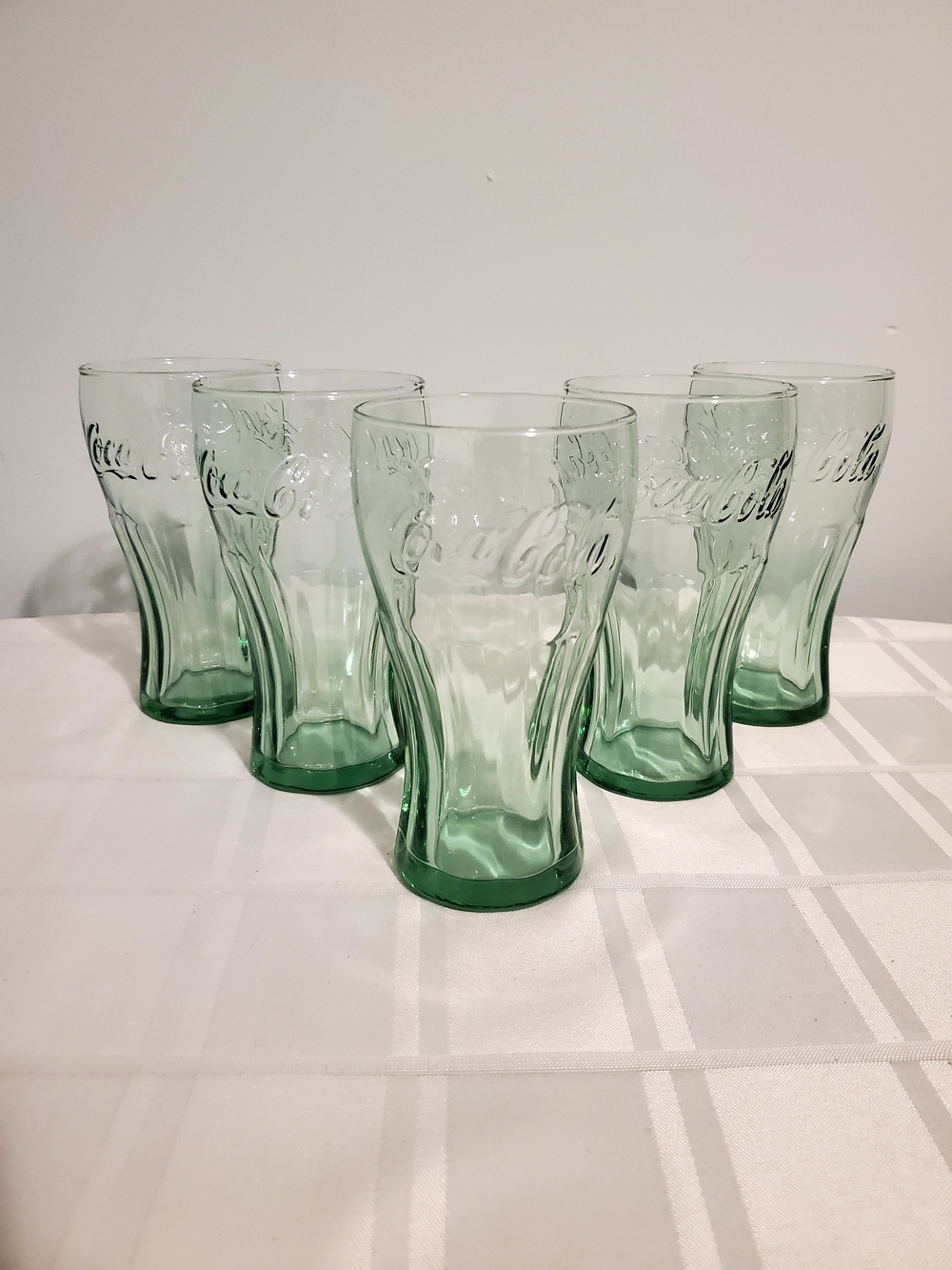 Coca Cola Green Tinted Tumbler Glasses 6" - Set of 6
